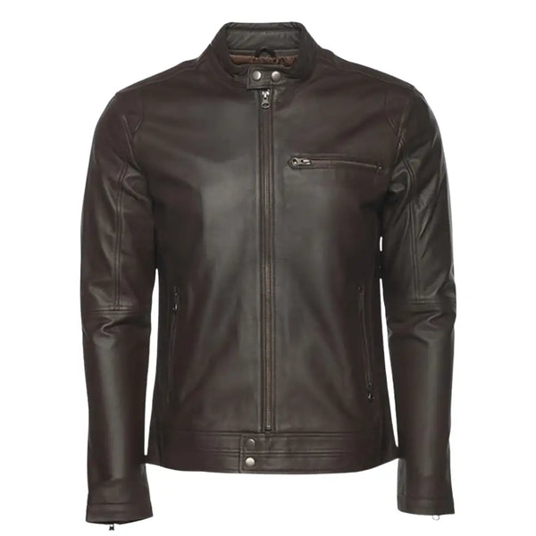Arthur dark brown café racer leather jacket
