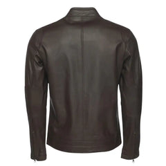 Arthur Vintage Brown Café Racer Leather Jacket back view brown leather jacket