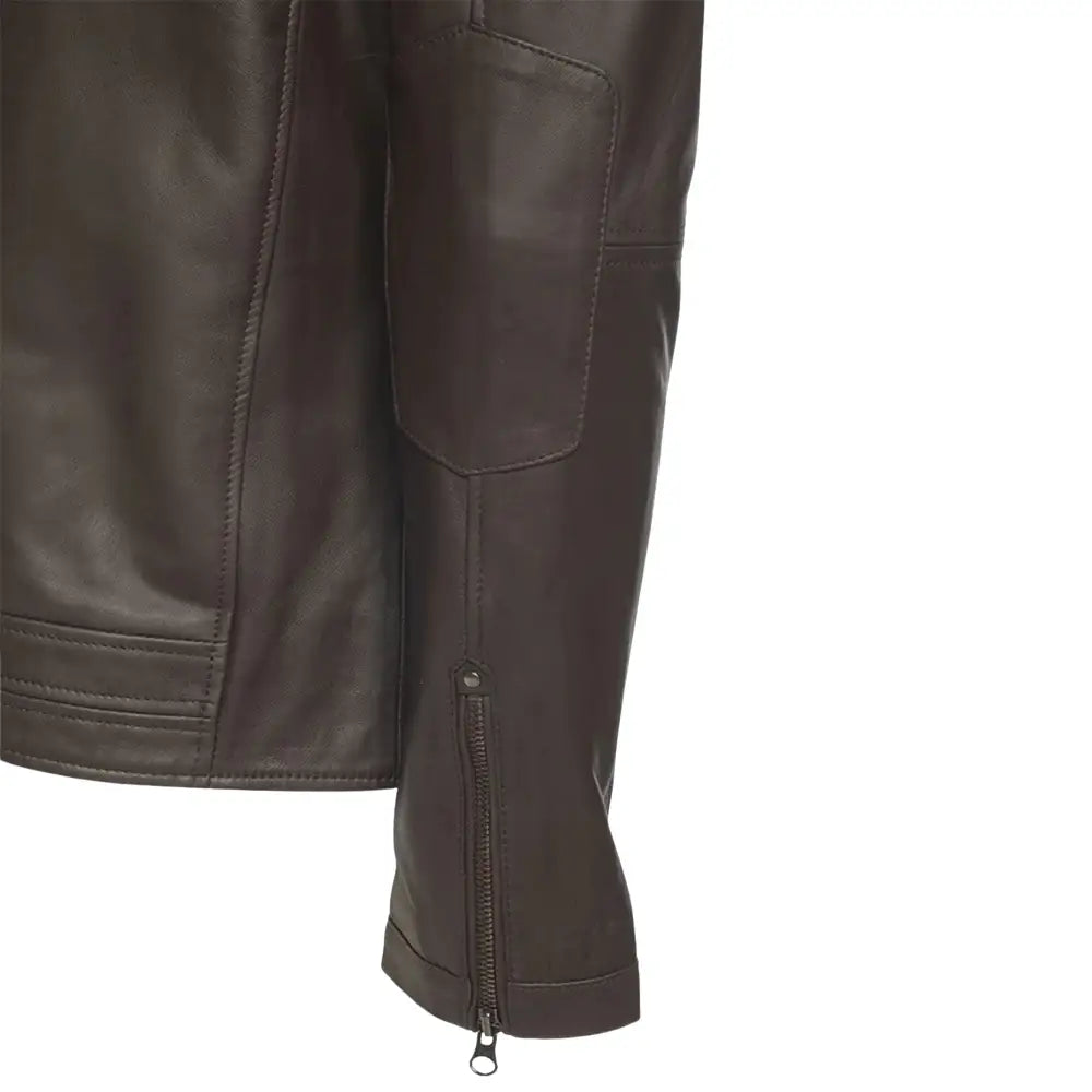 Arthur Vintage Brown Café Racer Leather Jacket cuff detail biker jacket
