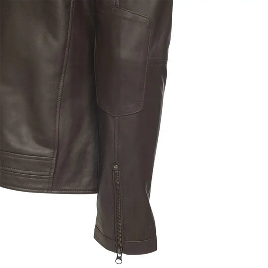 Arthur Vintage Brown Café Racer Leather Jacket cuff detail biker jacket