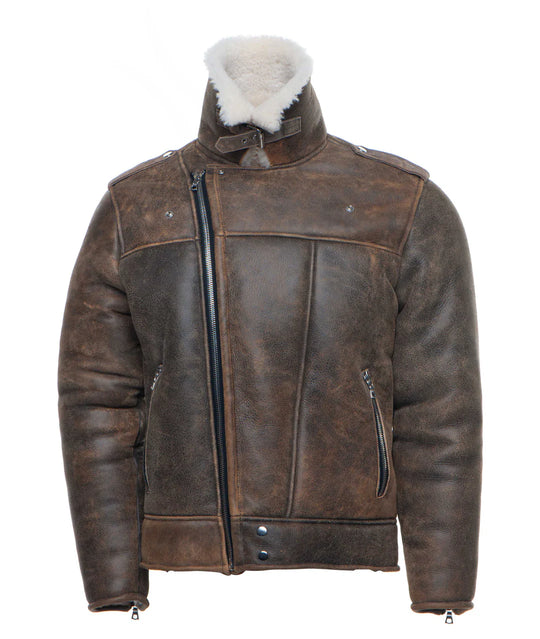 Carter's Distressed Leather Biker Bomber Jacket