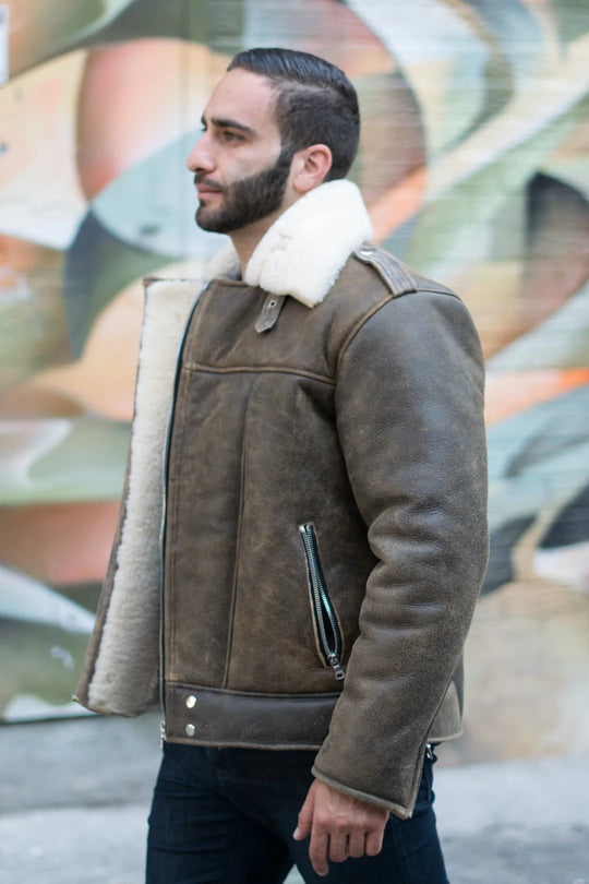 Carter's Distressed Leather Biker Bomber Jacket