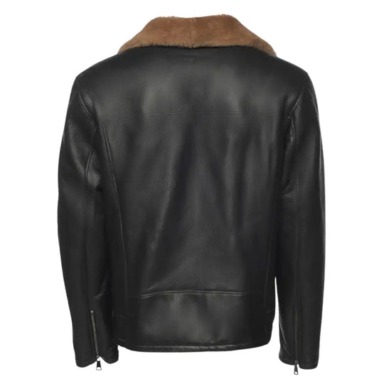 Back view of the Carters Ginger Brown Shearling Leather Biker Jacket