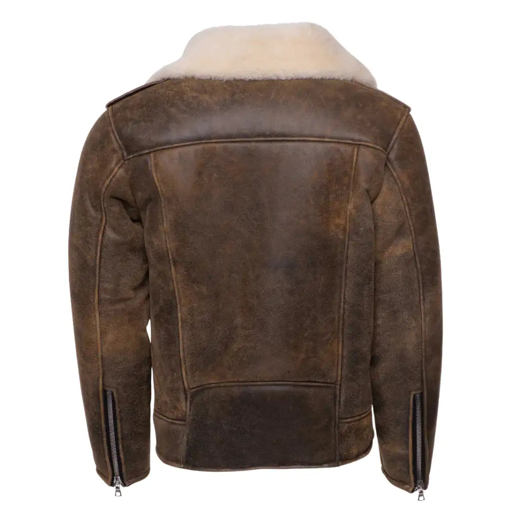 Carter's Distressed Leather Biker Bomber Jacket back view distressed leather bomber jacket
