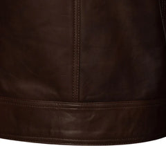 Declan Brown Café Racer Leather Jacket rear view leather racer jacket