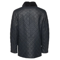 Drew Navy Quilted Sheepskin Shearling Coat back view navy shearling coat