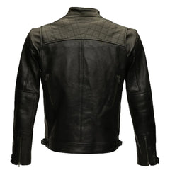 Finnian's Black Midnight Café Racer Jacket back view black leather jacket