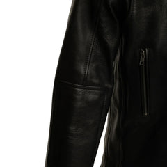 Finnian's Black Midnight Café Racer Jacket close up black leather texture