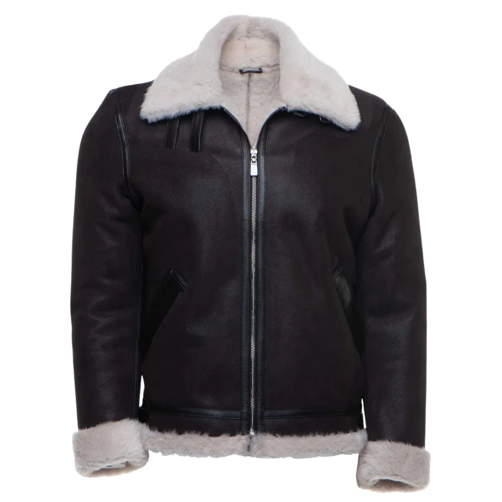 Hampton's Classic B-3 Bomber Aviator Shearling Jacket with collar belt video