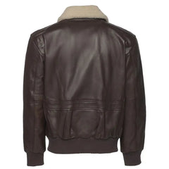 Back view of the Henri Brown A2 Bomber Leather Jacket, highlighting the sleek leather finish and classic bomber jacket silhouette.