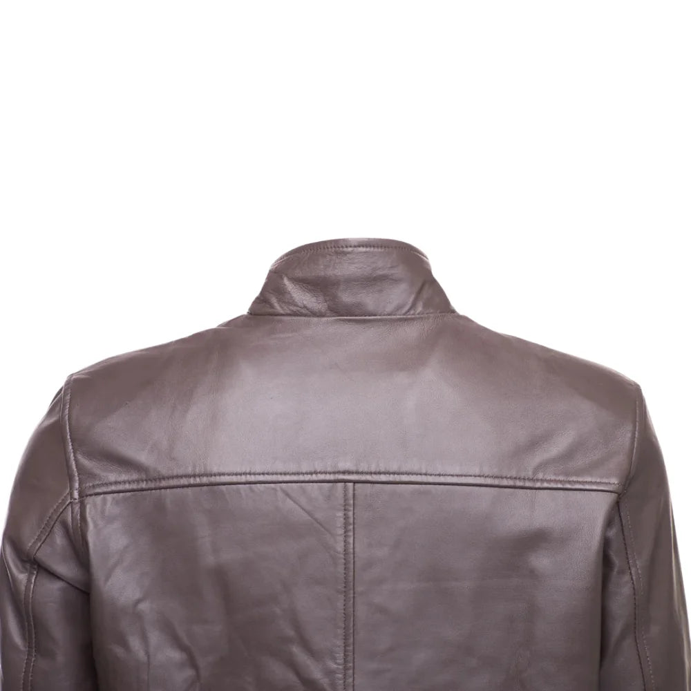 Henry Mateo Dark Brown Leather Jacket rear view classic brown leather jacket
