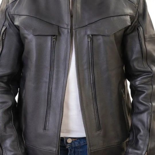 Detailed shot of the antique silver hardware and the ergonomic zipper pulls designed for ease of use with heavy riding gloves.