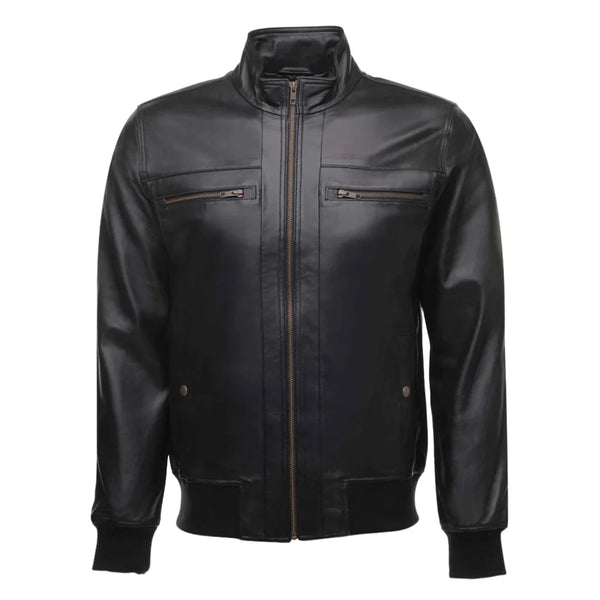 Messi Black Bomber style leather jacket
