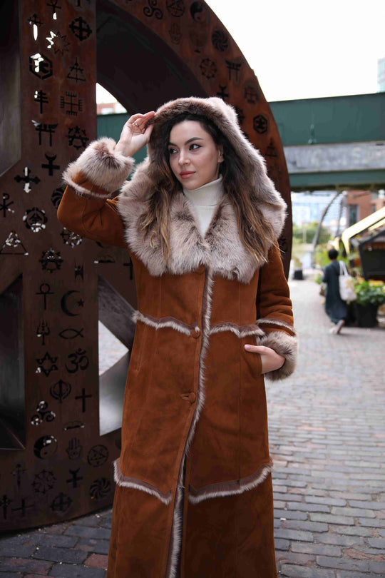 Camila Hooded Toscana Shearling Sheepskin Coat