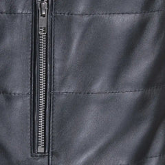 Raven Black Hooded Leather Puffer Jacket