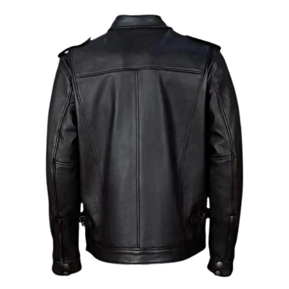 River Distressed Brown Leather Motorcycle Jacket back view distressed brown leather jacket