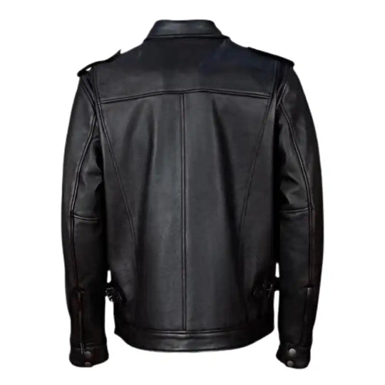 River Distressed Brown Leather Motorcycle Jacket back view distressed brown leather jacket