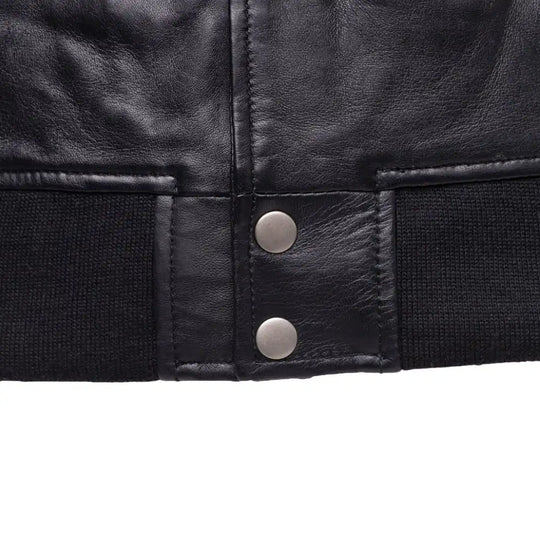 William Black Bomber Leather Jacket with Red Piping contrast piping detail on leather bomber jacket