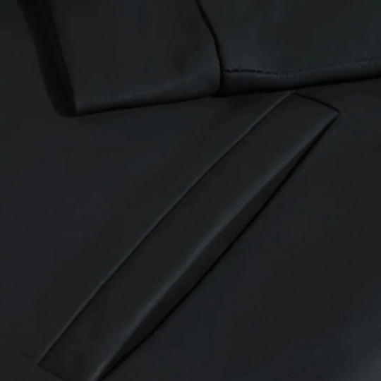 Zane Matte Black Collared Leather Jacket close up of pocket on black leather jacket