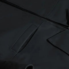 Zane Matte Black Collared Leather Jacket pocket stitching detail leather jacket