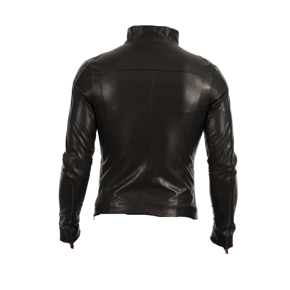 Turtle neck leather jacket