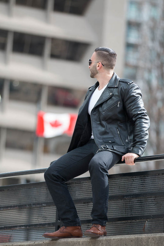 Perfect Size Biker Jacket with Belt