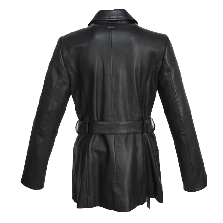 Elsie black belted leather dress shirt