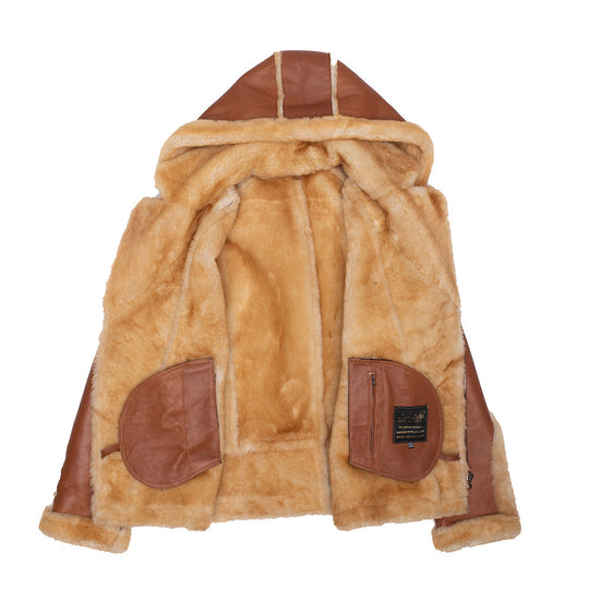 Alek's Biker Shearling Jacket with Fur Details