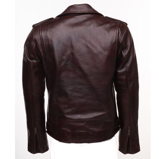 Elliot oxblood biker leather jacket with waist belt