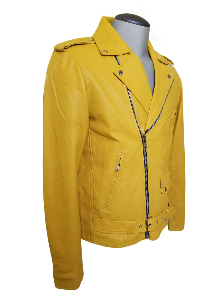 Soft Waist Belt Olson's yellow biker leather jacket