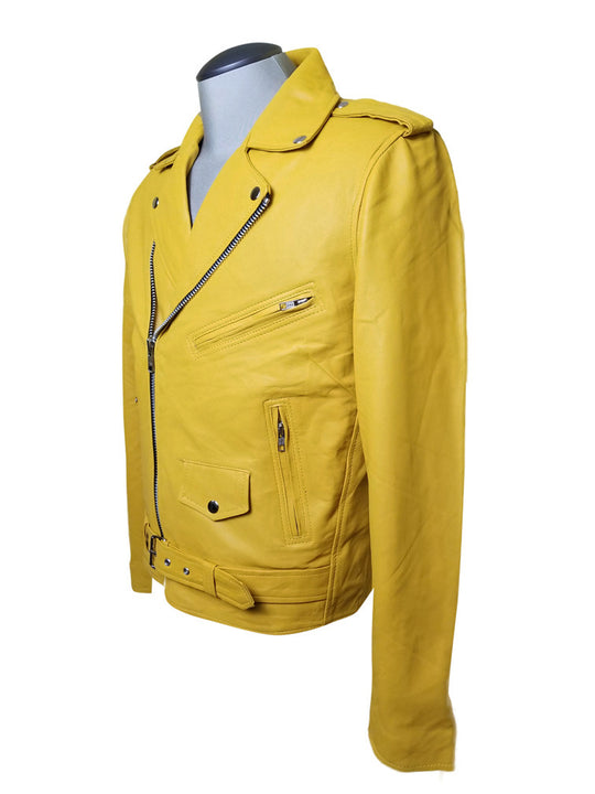 Soft Waist Belt Olson's yellow biker leather jacket