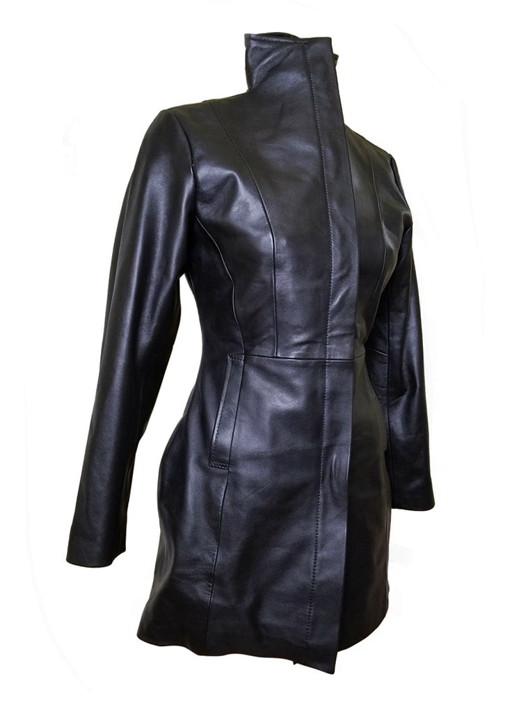 Wind Flaps Women's Long Coat with Vents