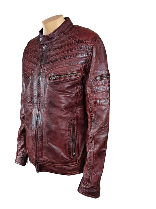 Burnished Burgundy Leather Jacket by Charley Ellwood