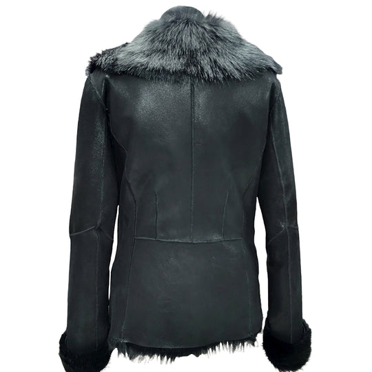 Leah Black Toscana Shearling Sheepskin Coat