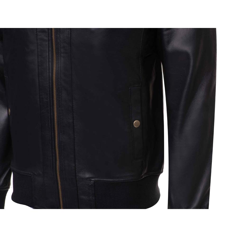 Messi Black Bomber style leather jacket