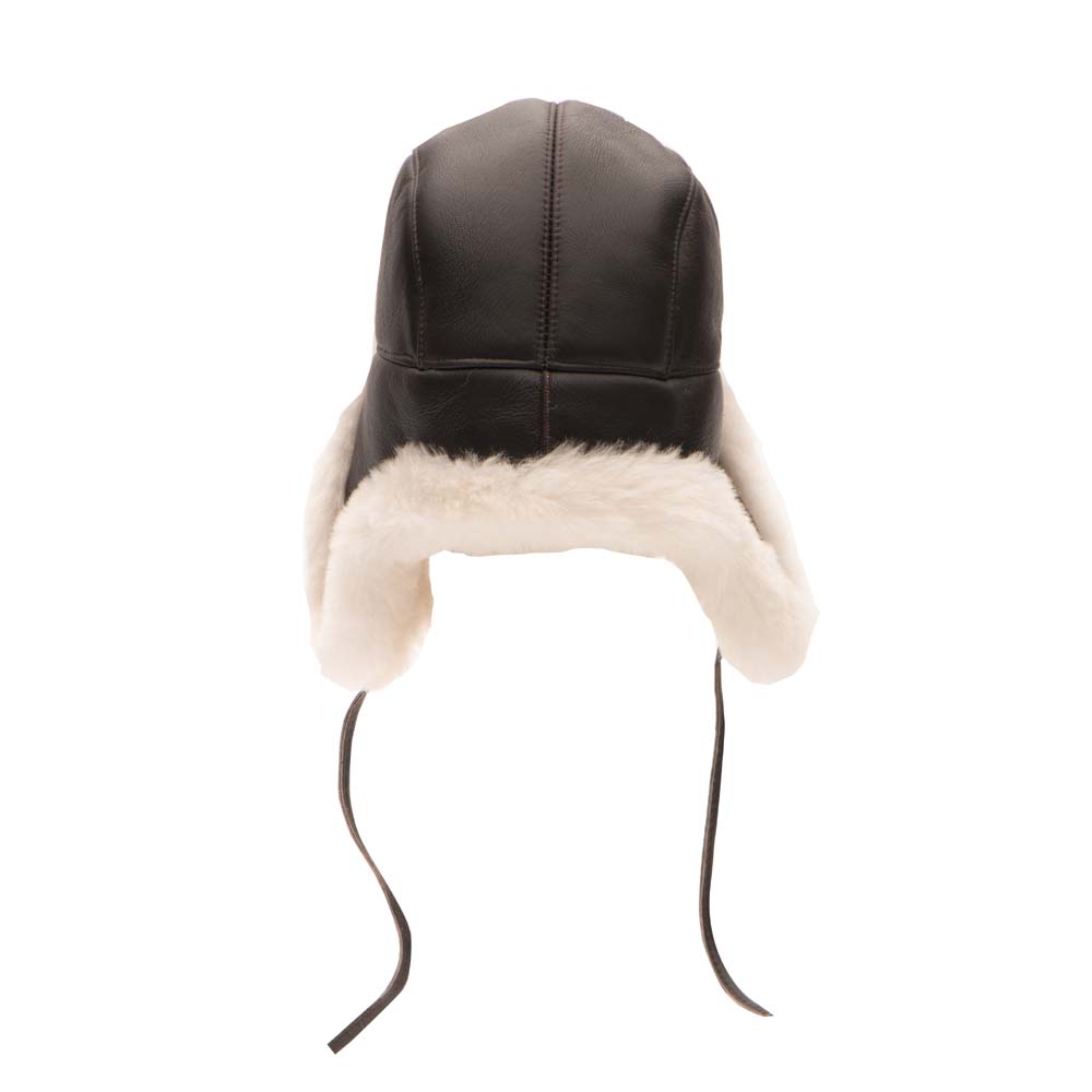 B-3 Sheepskin Shearling Brown Aviator Hat