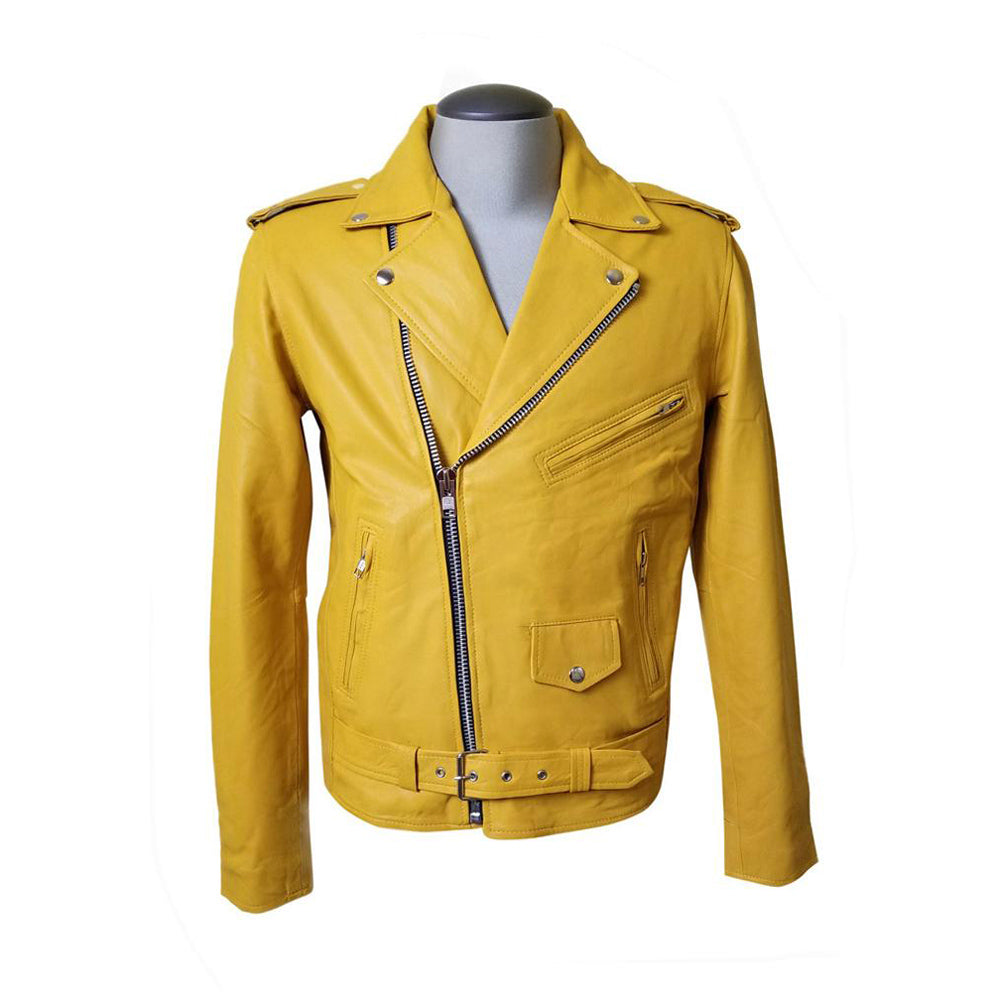 Soft Waist Belt Olson's yellow biker leather jacket