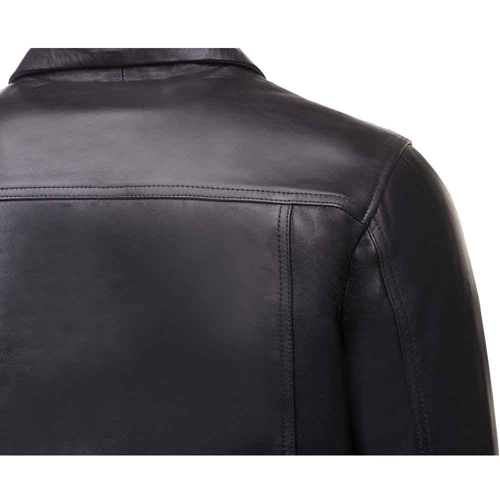 Black leather jacket with collars