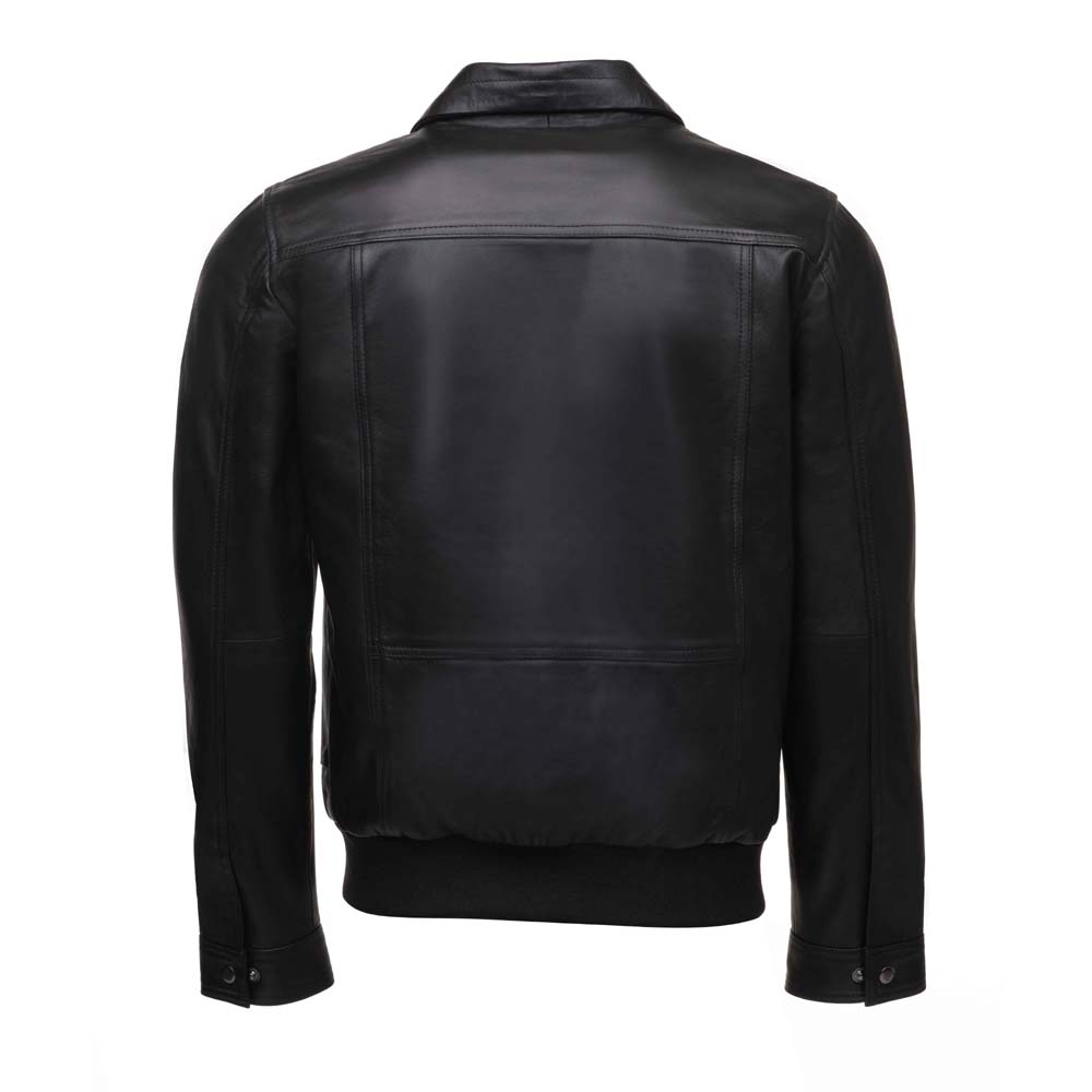 Black leather jacket with collars