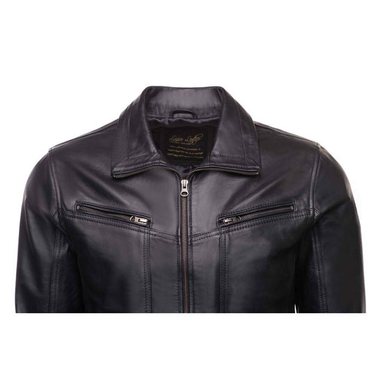 Black leather jacket with collars