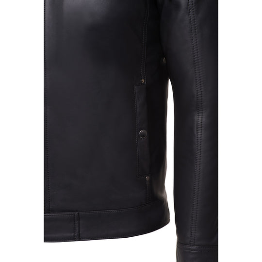 Asher plain Black Cafe Racer jacket