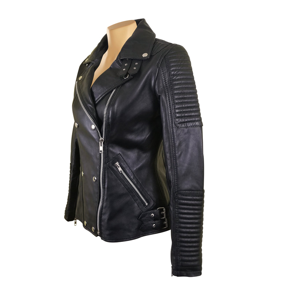 High-Class Michaela Leather Jacket with Snap Button