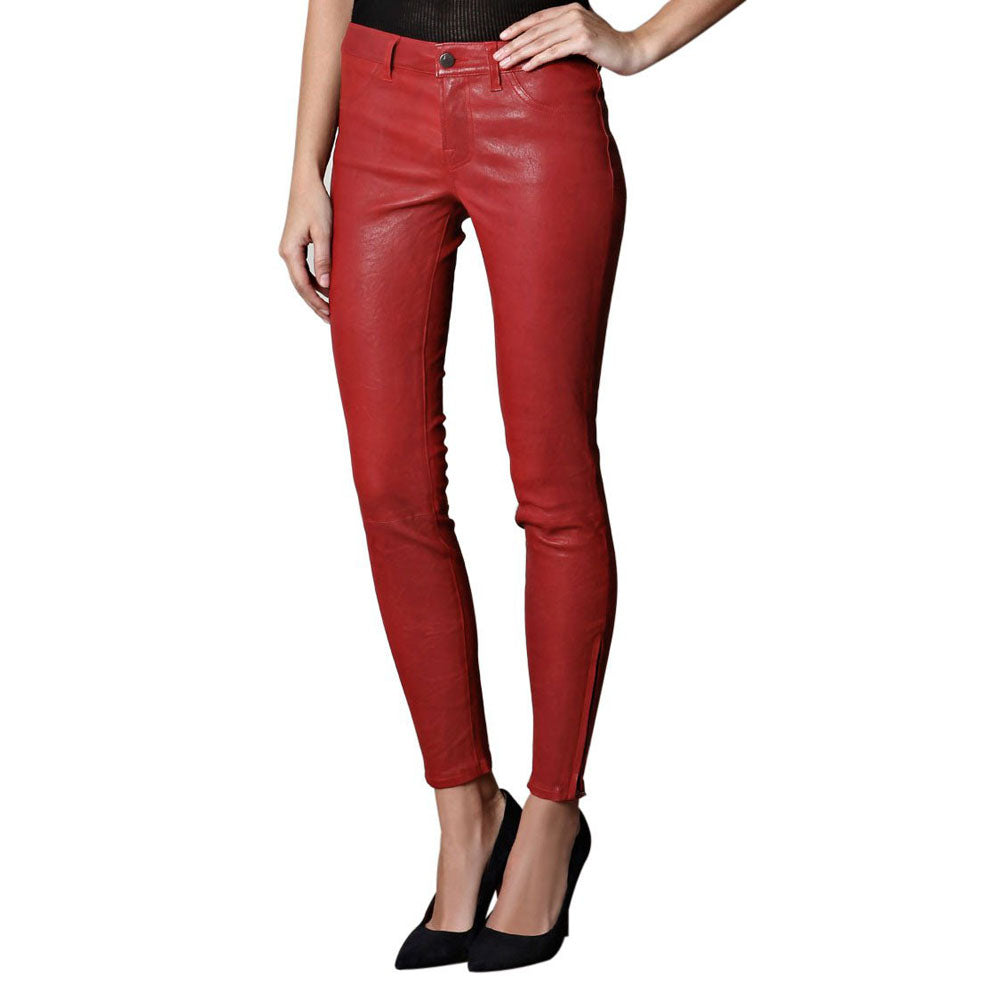 Comfortable Bright red leather pants for women