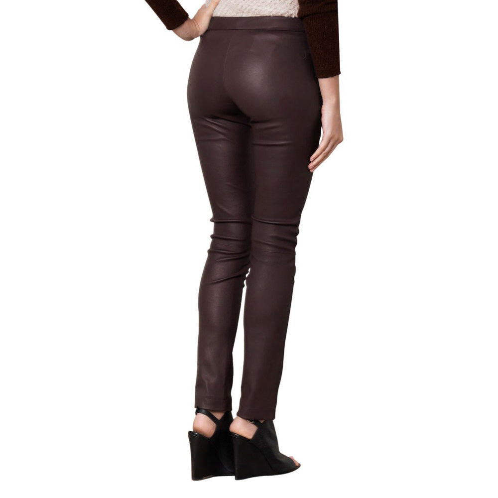 Fashionable Burgundy leather pants 