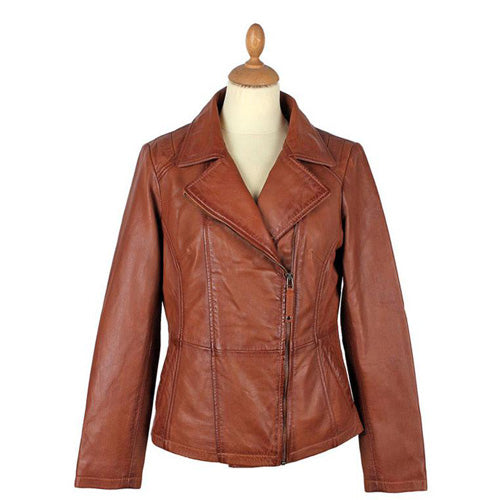 Women's Faux Alden Cognac Leather Jacket