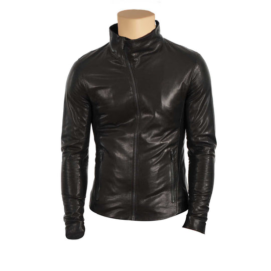 Turtle neck leather jacket