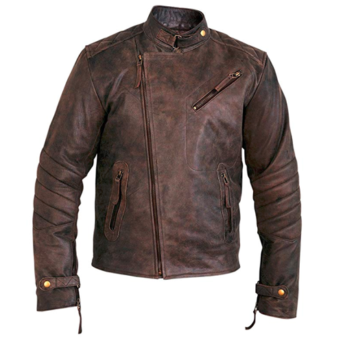 Cognac vintage cafe racer leather jacket