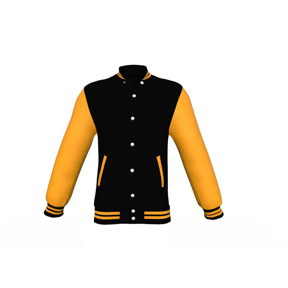 protective Gold Sleeves Black Varsity Letterman Jacket