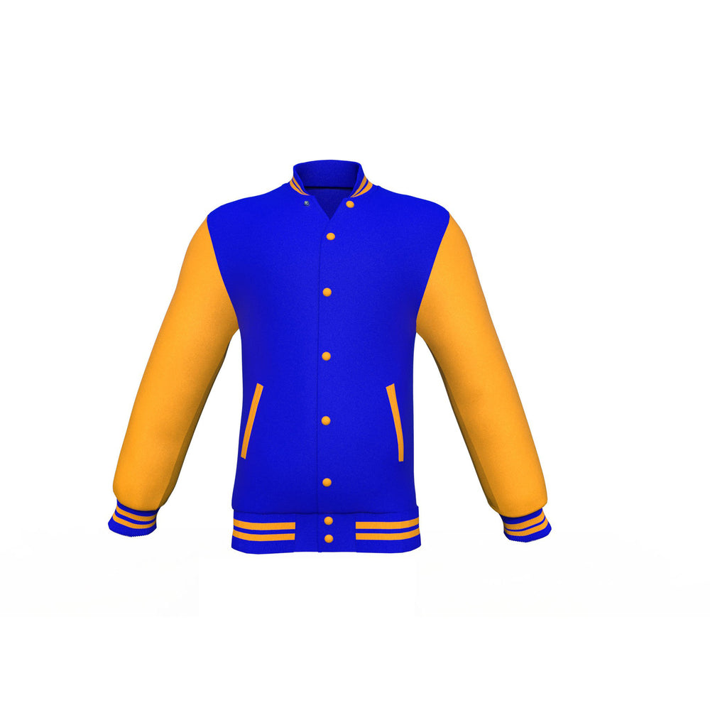 Perfect Gold Sleeves Blue Varsity Letterman Jacket