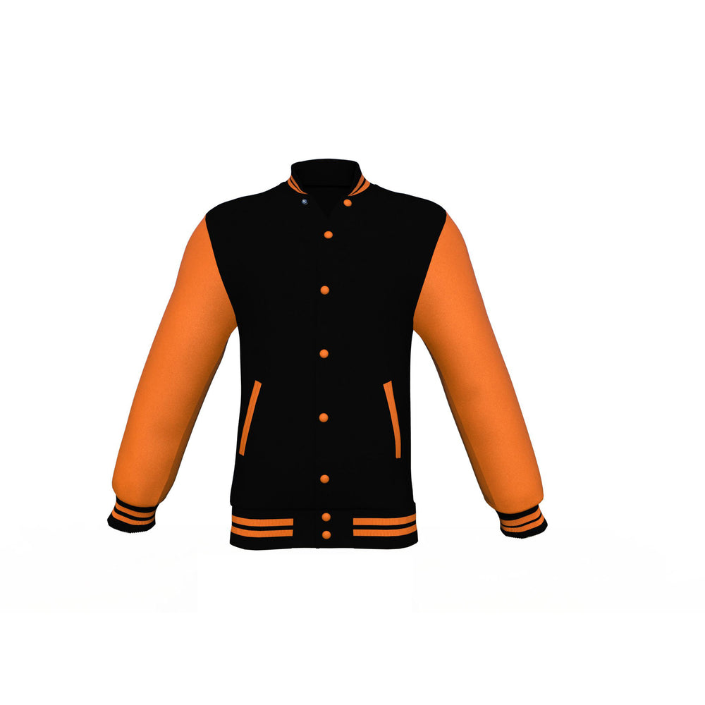 Winter Wear Orange Sleeves Black Varsity Letterman Jacket